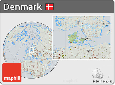 Savanna Style Location Map of Denmark, lighten, semi-desaturated