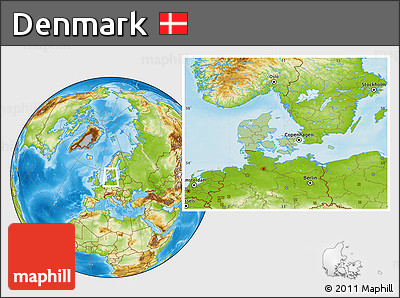 Savanna Style Location Map of Denmark, physical outside