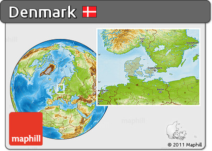 Savanna Style Location Map of Denmark, physical outside, hill shading