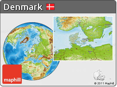 Savanna Style Location Map of Denmark, physical outside, hill shading