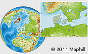 Savanna Style Location Map of Denmark, physical outside, hill shading