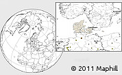 Shaded Relief Location Map of Denmark, blank outside