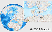 Shaded Relief Location Map of Denmark, lighten, land only