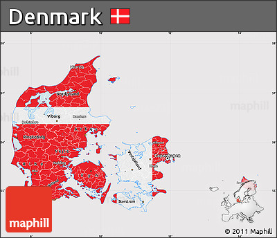 Flag Map of Denmark, flag rotated