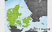 Physical Map of Denmark, darken, desaturated, land only