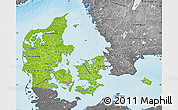 Physical Map of Denmark, desaturated, land only