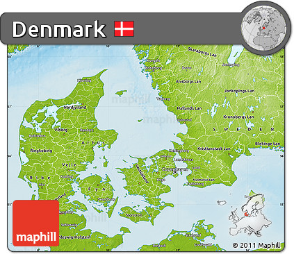Physical Map of Denmark