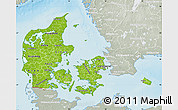 Physical Map of Denmark, lighten, semi-desaturated, land only