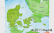 Physical Map of Denmark, political shades outside