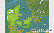 Physical Map of Denmark, satellite outside