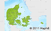 Physical Map of Denmark, single color outside, bathymetry sea