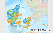 Political Map of Denmark, lighten, land only