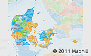 Political Map of Denmark, lighten