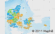 Political Map of Denmark, single color outside