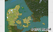 Satellite Map of Denmark, darken, land only