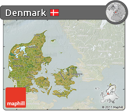 Satellite Map of Denmark, lighten