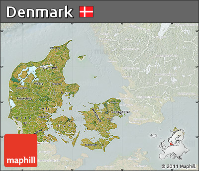 Satellite Map of Denmark, lighten