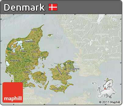 Satellite Map of Denmark, lighten