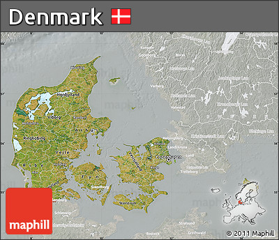Satellite Map of Denmark, lighten, semi-desaturated