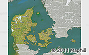Satellite Map of Denmark, lighten, semi-desaturated, land only