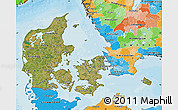 Satellite Map of Denmark, political outside
