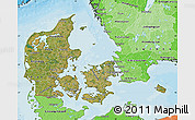 Satellite Map of Denmark, political shades outside