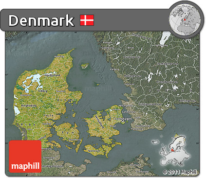 Satellite Map of Denmark, semi-desaturated