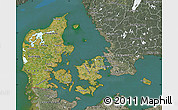 Satellite Map of Denmark, semi-desaturated, land only