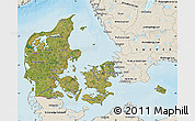 Satellite Map of Denmark, shaded relief outside