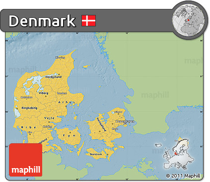 Savanna Style Map of Denmark, single color outside