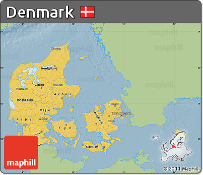 Savanna Style Map of Denmark, single color outside