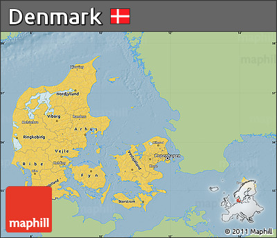 Savanna Style Map of Denmark, single color outside
