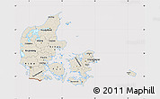 Shaded Relief Map of Denmark, cropped outside