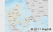 Shaded Relief Map of Denmark, desaturated, land only