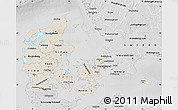 Shaded Relief Map of Denmark, desaturated
