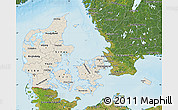 Shaded Relief Map of Denmark, satellite outside, shaded relief sea