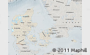 Shaded Relief Map of Denmark, semi-desaturated
