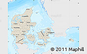 Shaded Relief Map of Denmark, single color outside, bathymetry sea