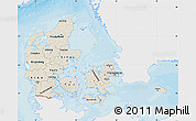 Shaded Relief Map of Denmark, single color outside, bathymetry sea, shaded relief sea