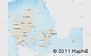 Shaded Relief Map of Denmark, single color outside