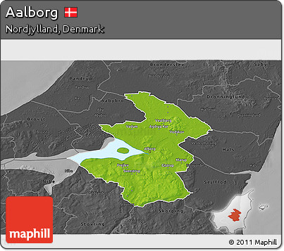 Physical 3D Map of Aalborg, darken, desaturated