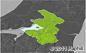 Physical 3D Map of Aalborg, darken, desaturated