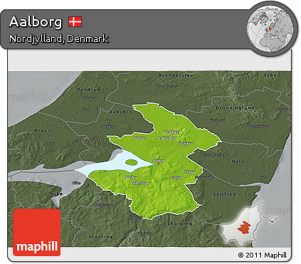 Physical 3D Map of Aalborg, darken, semi-desaturated