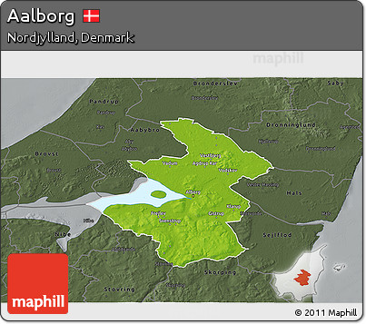 Physical 3D Map of Aalborg, darken, semi-desaturated