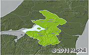 Physical 3D Map of Aalborg, darken, semi-desaturated