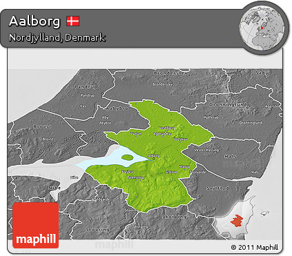 Physical 3D Map of Aalborg, desaturated