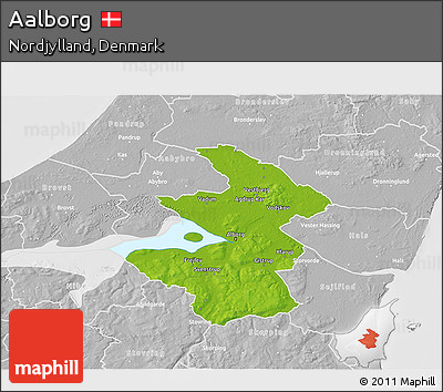 Physical 3D Map of Aalborg, lighten, desaturated