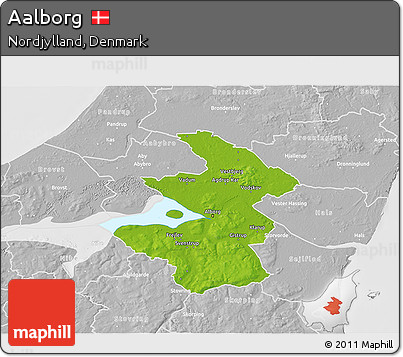 Physical 3D Map of Aalborg, lighten, desaturated
