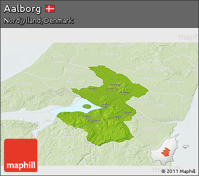 Physical 3D Map of Aalborg, lighten