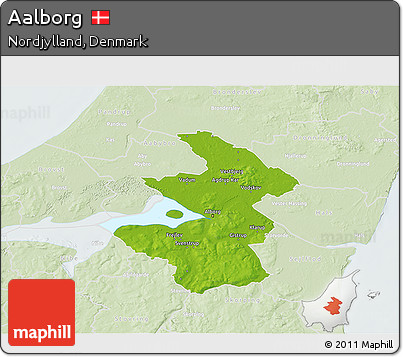 Physical 3D Map of Aalborg, lighten